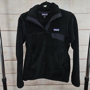Patagonia Black Re Tool Snap Button Fleece Pullover Size Small